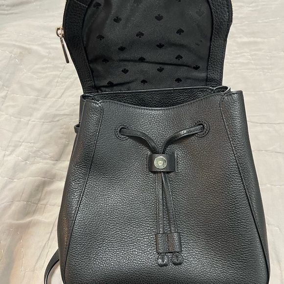 Kate Spade Lelia Medium Flap Black Leather Backpack - Picture 2 of 4